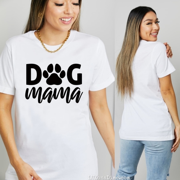 100% Cotton DOG MAMA Graphic Top Short-sleeve Tee Shirt Pet Parent Love Animals - Picture 5 of 5
